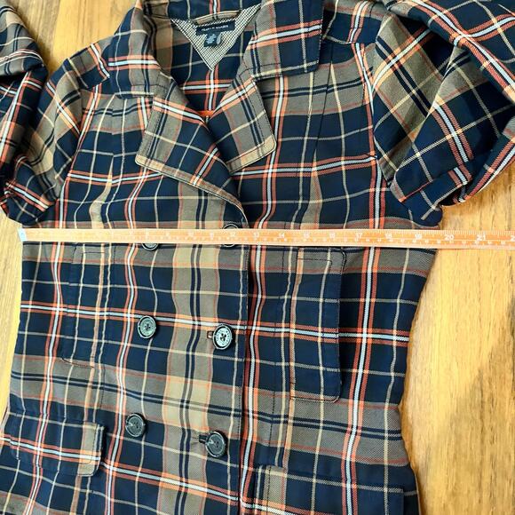 Tommy Hilfiger Plaid Jacket Size M Blazer Peacoat Double Breasted Lightweight - Picture 9 of 14